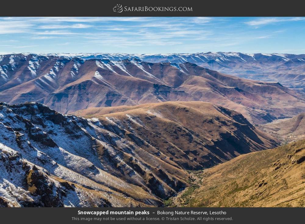 Snowcapped mountain peaks in Bokong Nature Reserve, Lesotho