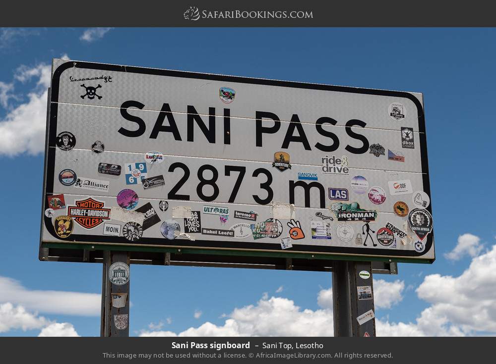 Sani Pass signboard in Sani Top, Lesotho