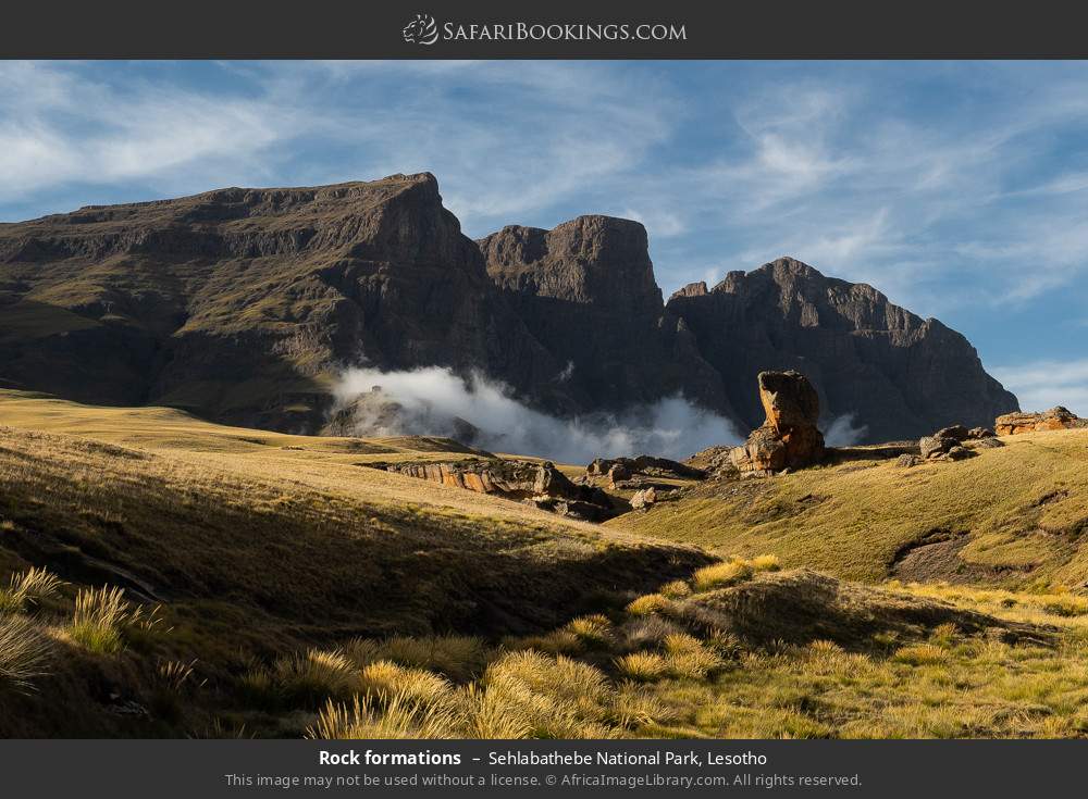 Rock formations in Sehlabathebe National Park, Lesotho