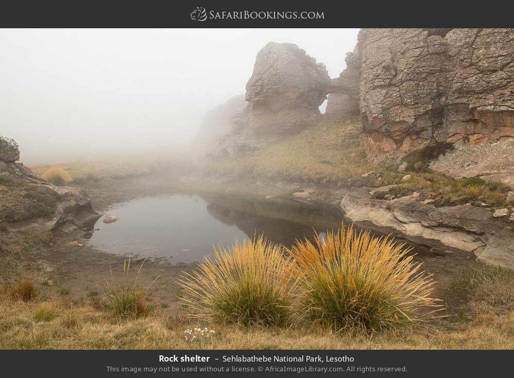 Rock shelter in Sehlabathebe National Park, Lesotho