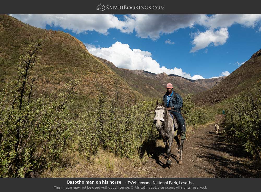 Basotho man on his horse in Ts'ehlanyane National Park, Lesotho
