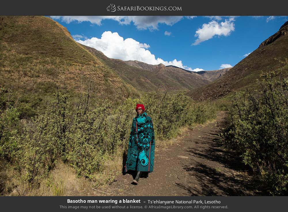 Basotho man wearing a blanket in Ts'ehlanyane National Park, Lesotho