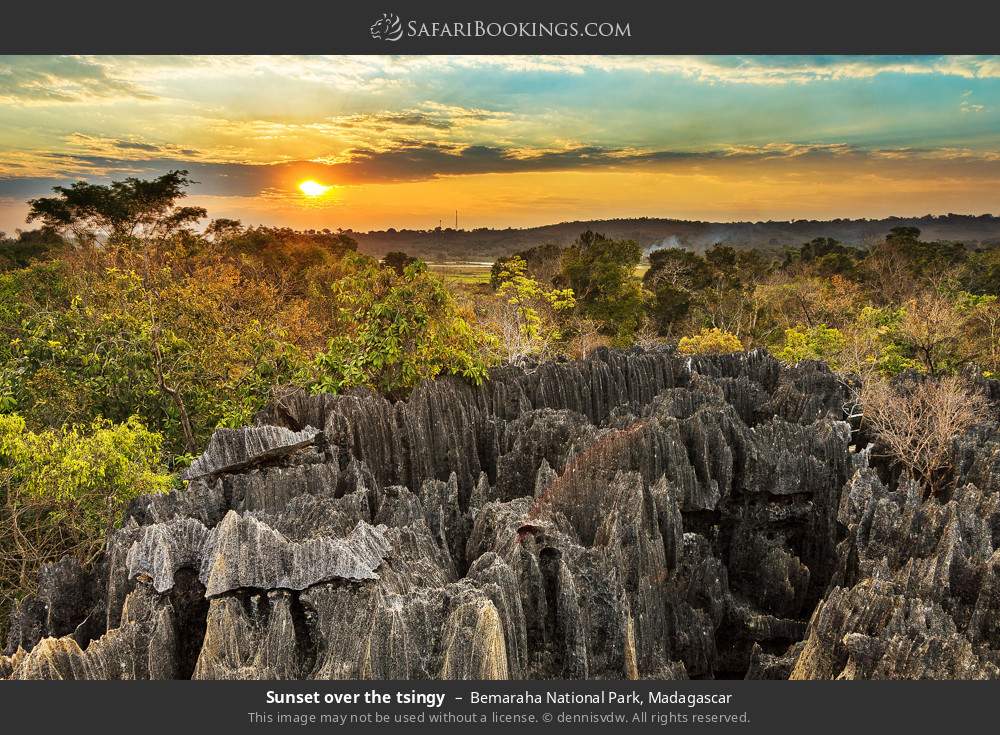 Sunset over the tsingy in Bemaraha National Park, Madagascar