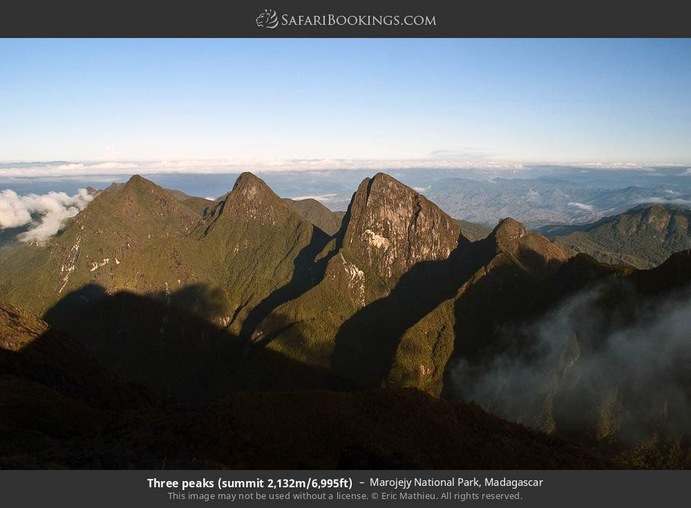 Three peaks (summit 2,132m/6,995ft) in Marojejy National Park, Madagascar