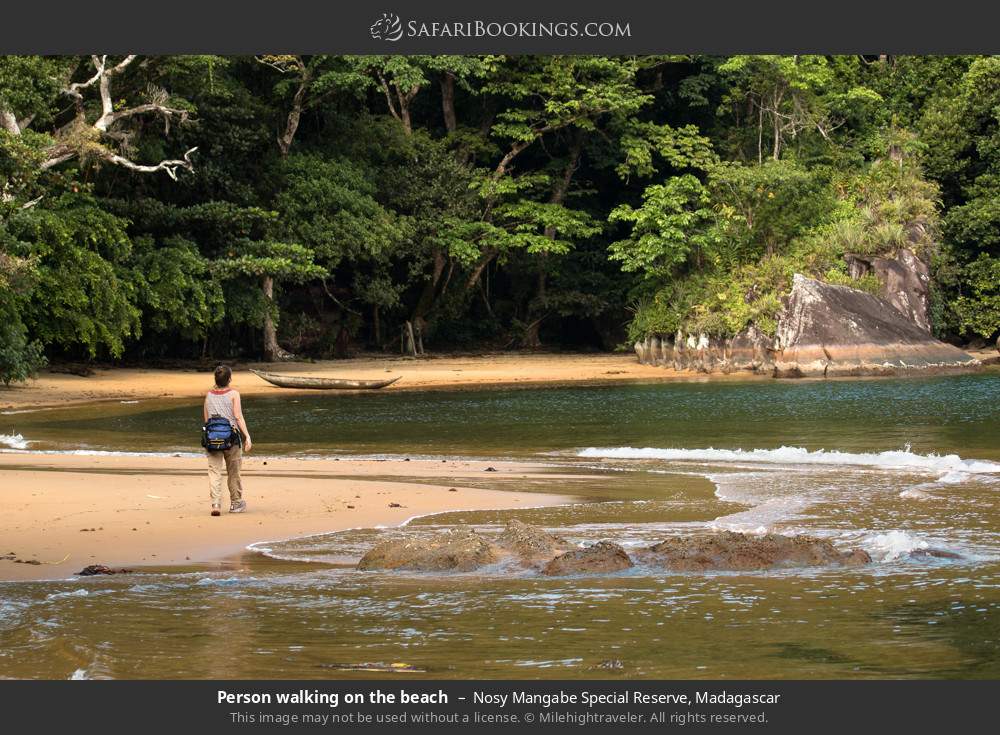 Person walking on the beach in Nosy Mangabe Special Reserve, Madagascar