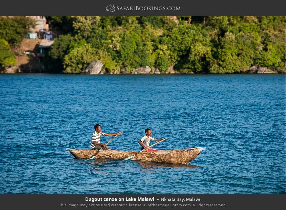 Dugout canoe on Lake Malawi in Nkhata Bay, Malawi
