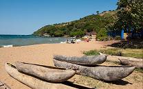Dugout canoes lying on the beach of Lake Malawi