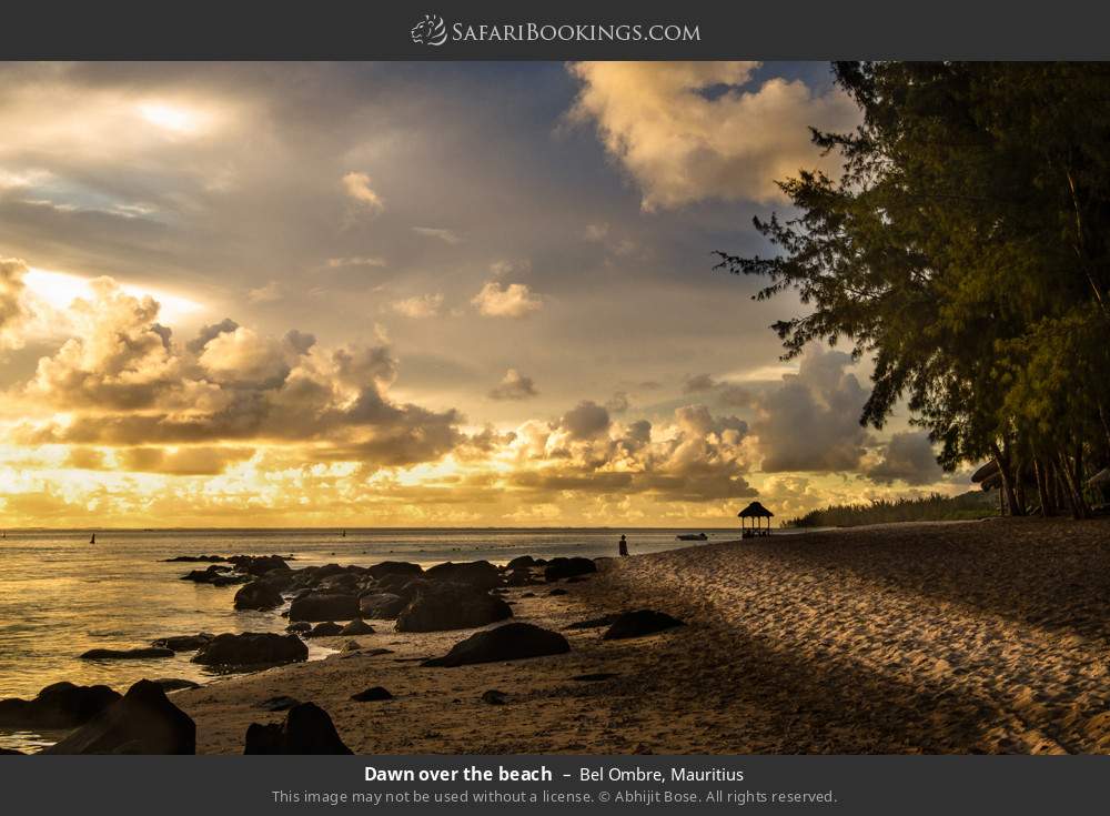 Dawn over the beach in Bel Ombre, Mauritius