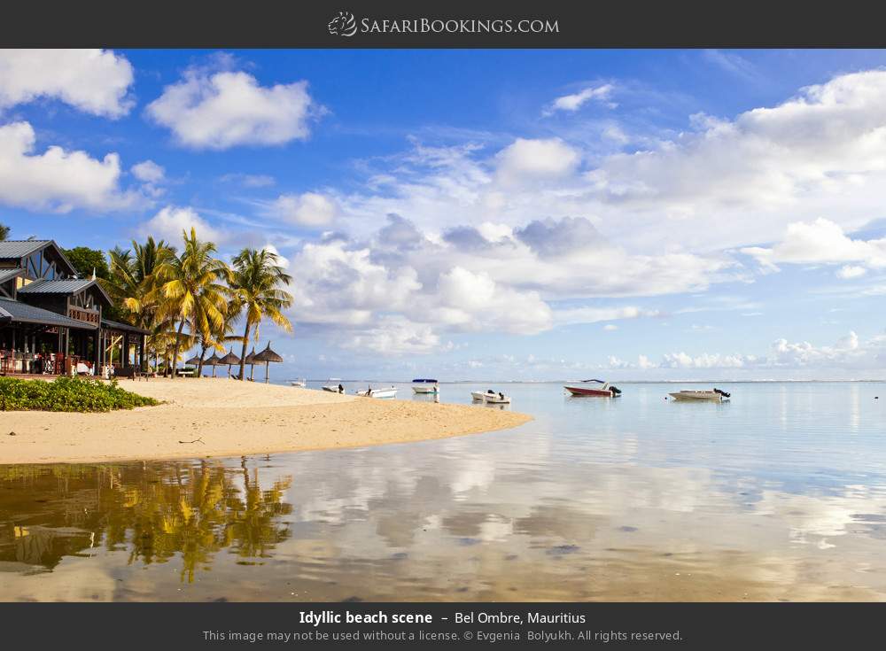 Idyllic beach scene in Bel Ombre, Mauritius