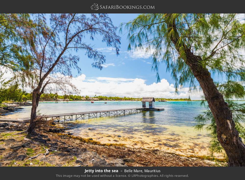 Jetty into the sea in Belle Mare, Mauritius