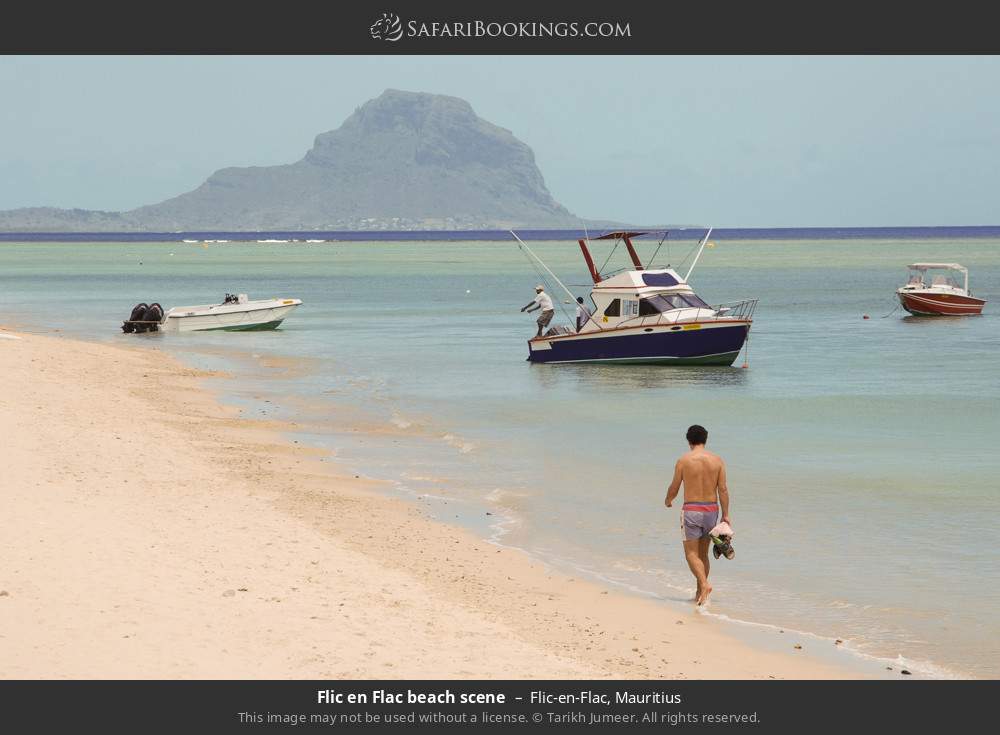 Flic en Flac beach scene in Flic en Flac, Mauritius