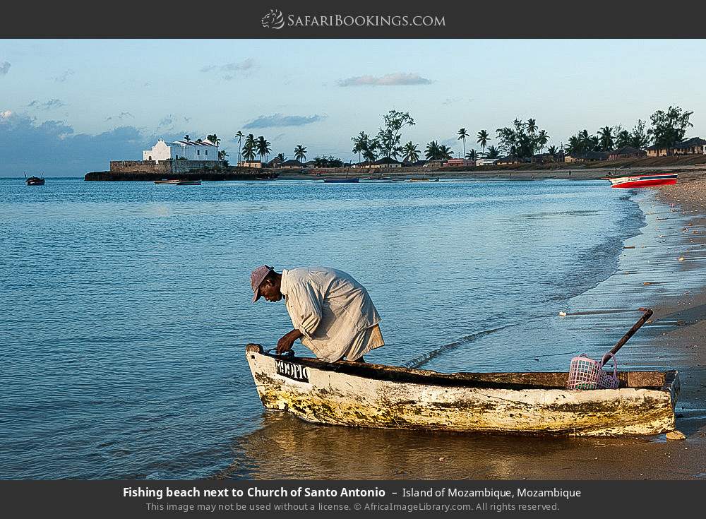 Fishing beach next to Church of Santo Antonio in Island of Mozambique, Mozambique