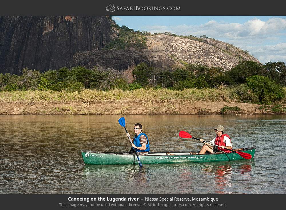Canoeing on the Lugenda River in Niassa Special Reserve, Mozambique