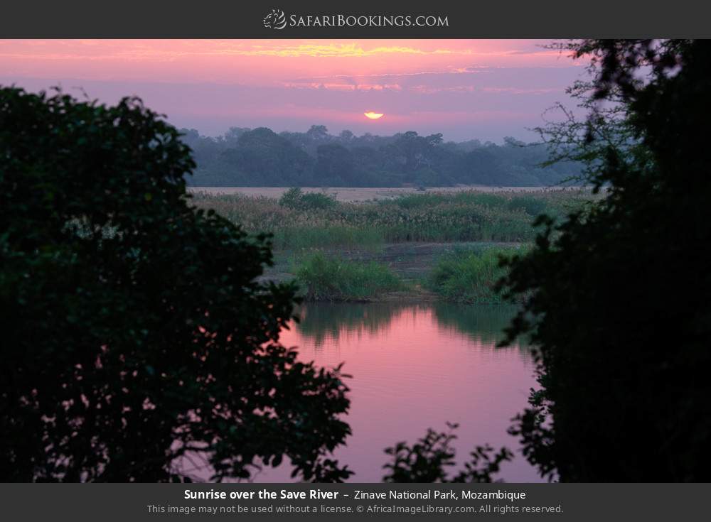 Sunrise over the Save River in Zinave National Park, Mozambique