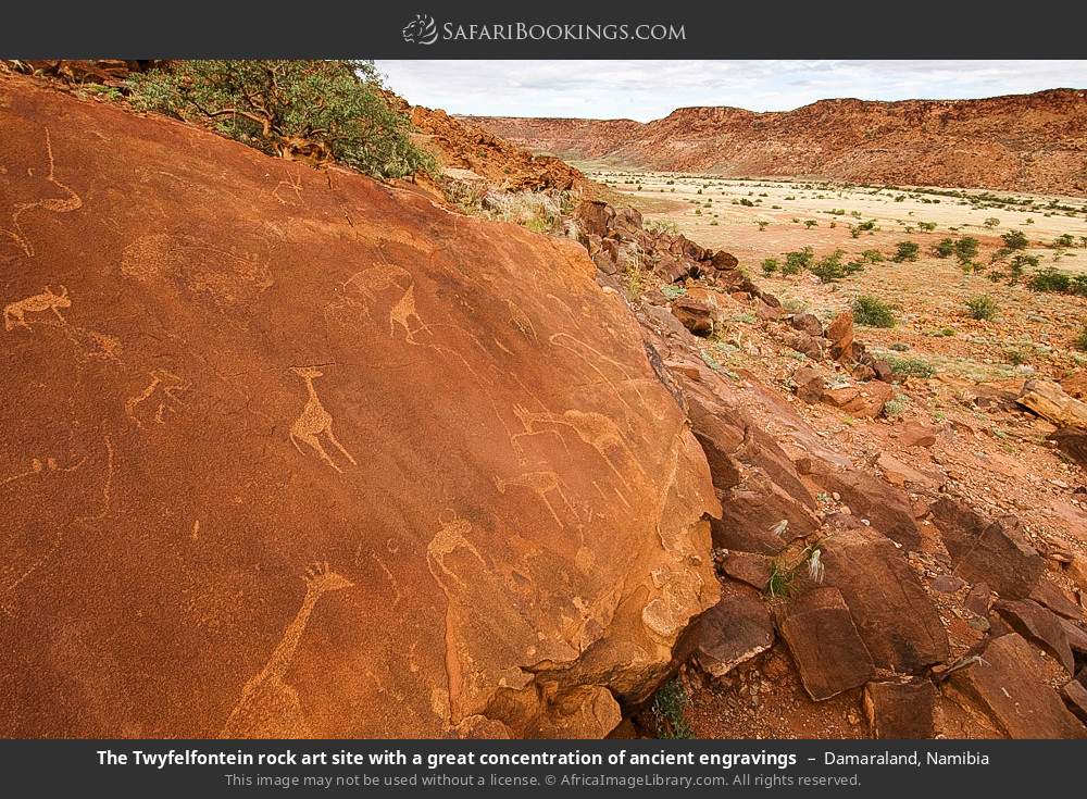 The Twyfelfontein rock art site with a great concentration of ancient engravings in Damaraland, Namibia