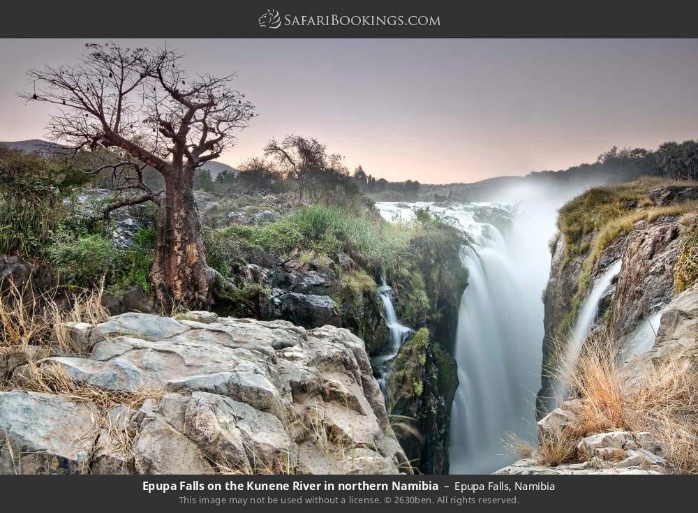 Epupa Falls on the Kunene River in northern Namibia in Epupa Falls, Namibia