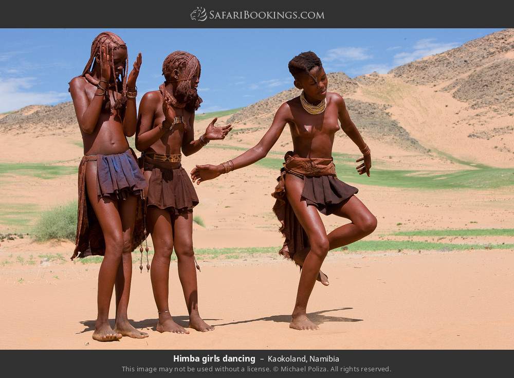 Himba girls dancing in Kaokoland, Namibia