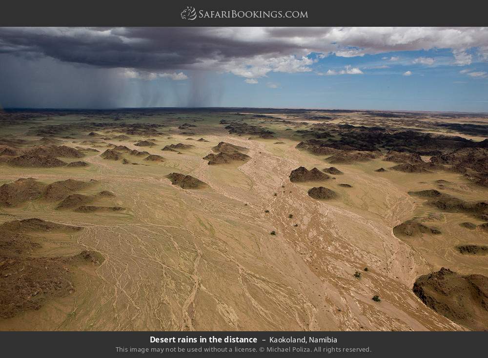 Desert rains in the distance in Kaokoland, Namibia