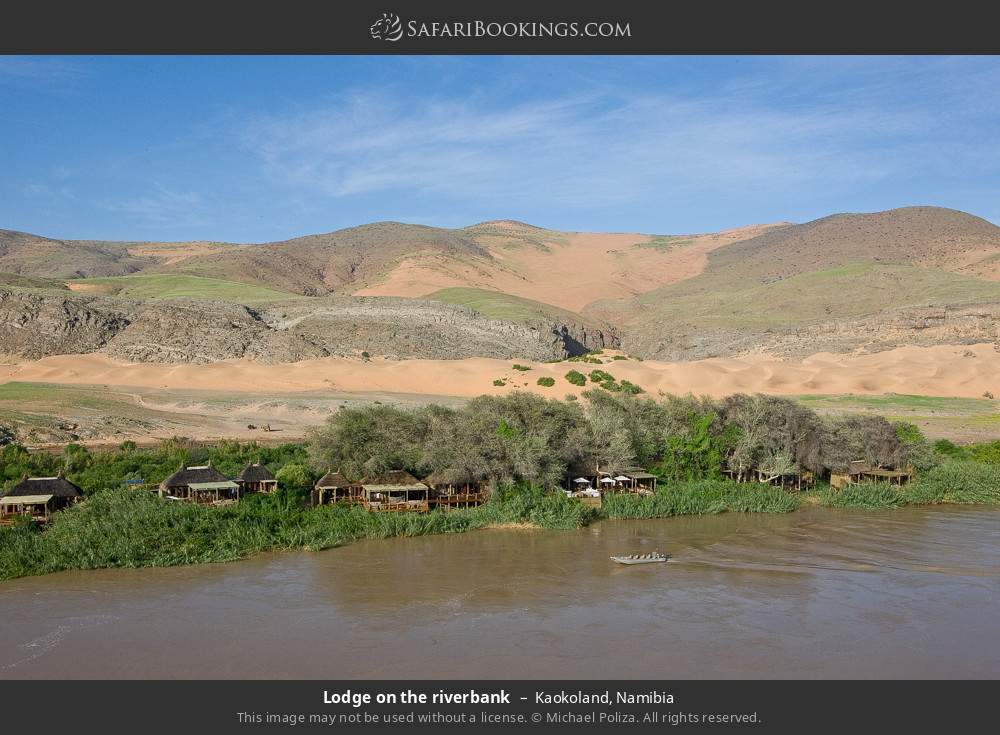 Lodge on the riverbank in Kaokoland, Namibia