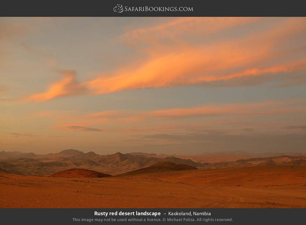 Rusty red desert landscape in Kaokoland, Namibia