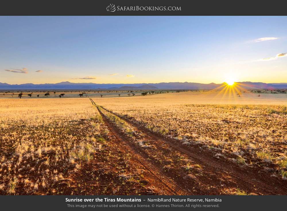 Sunrise over the Tiras Mountains in NamibRand Nature Reserve, Namibia