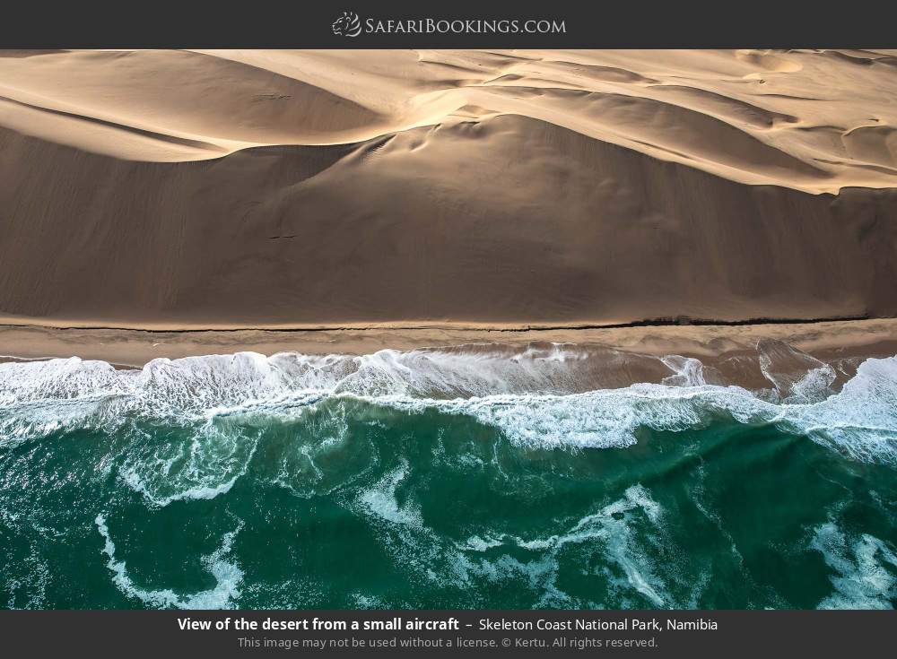 View of the desert from a small aircraft in Skeleton Coast National Park, Namibia