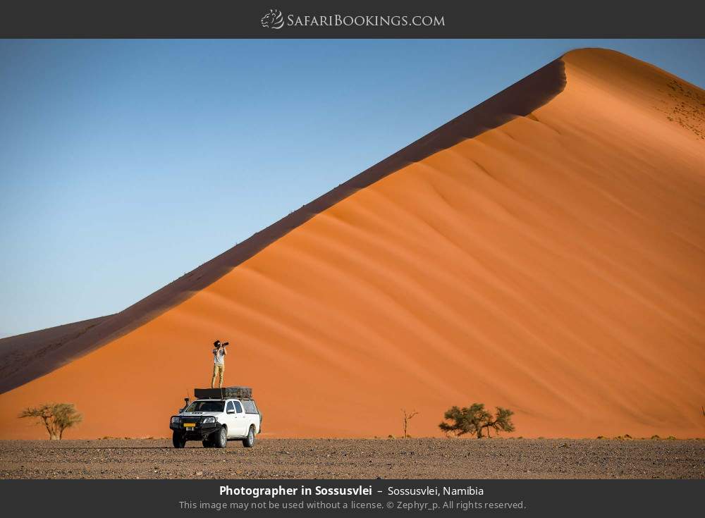 Photographer in Sossusvlei in Sossusvlei, Namibia