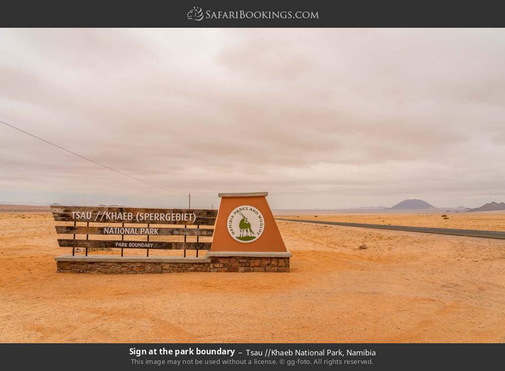 Sign at the park boundary in Tsau //Khaeb National Park, Namibia