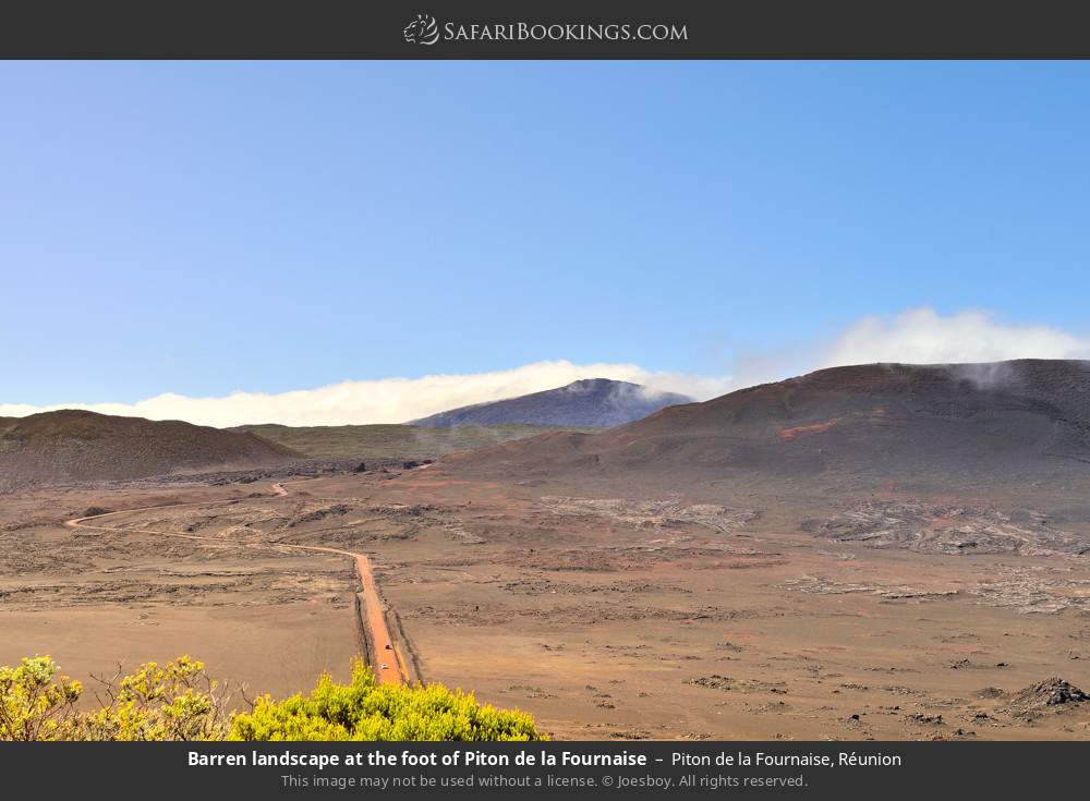 Barren landscape at the foot of Piton de la Fournaise in Piton de la Fournaise, Réunion