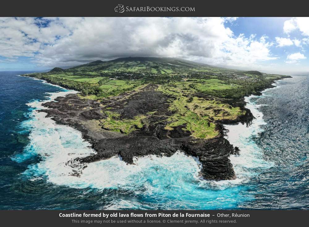 Coastline formed by old lava flows from Piton de la Fournaise in Other, Réunion