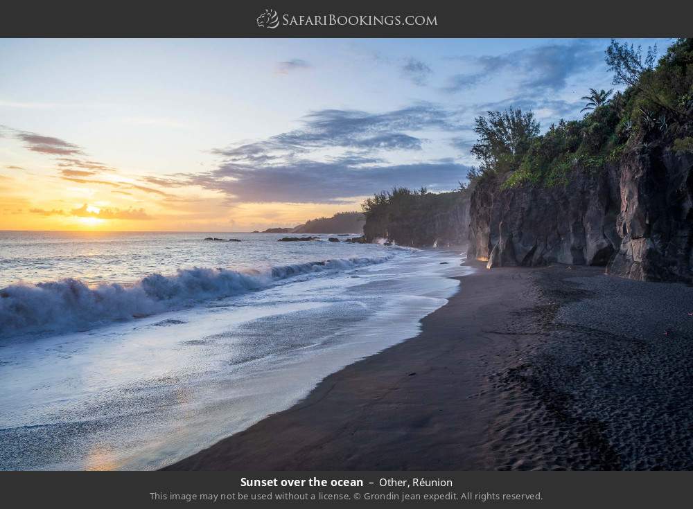 Sunset over the ocean in Other, Réunion