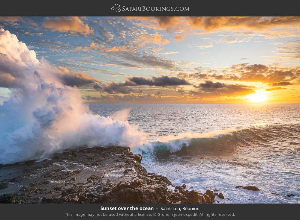 Sunset over the ocean in Saint-Leu, Réunion