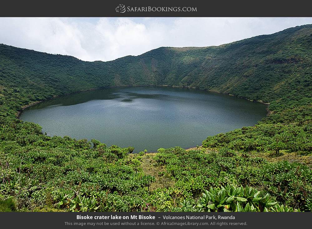 Bisoke crater lake on Mt Bisoke in Volcanoes National Park, Rwanda