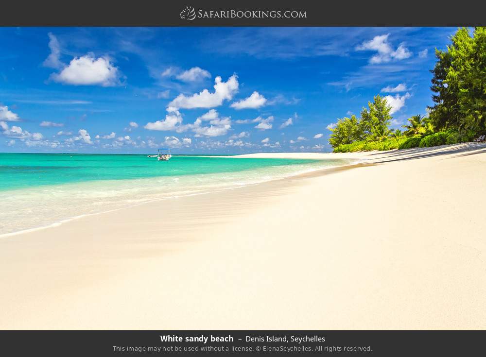 White sandy beach in Denis Island, Seychelles