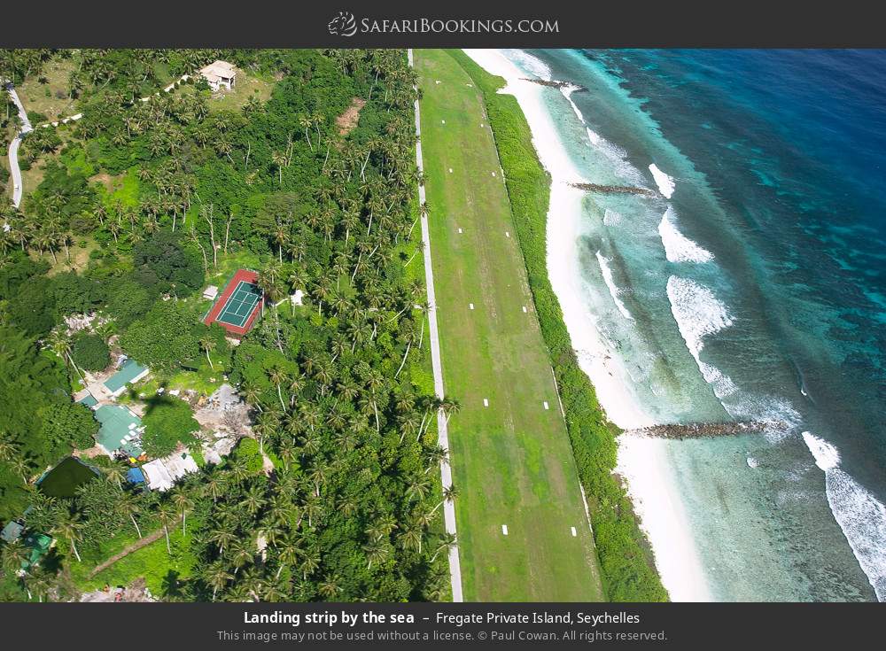 Landing strip by the sea in Fregate Private Island, Seychelles