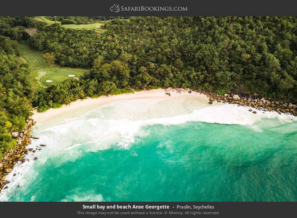 Small bay and beach Anse Georgette in Praslin, Seychelles