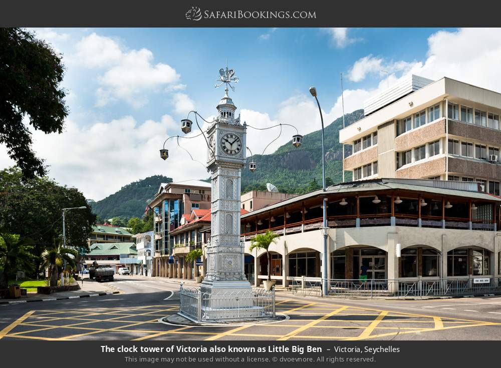 The clock tower of Victoria also known as Little Big Ben in Victoria, Seychelles