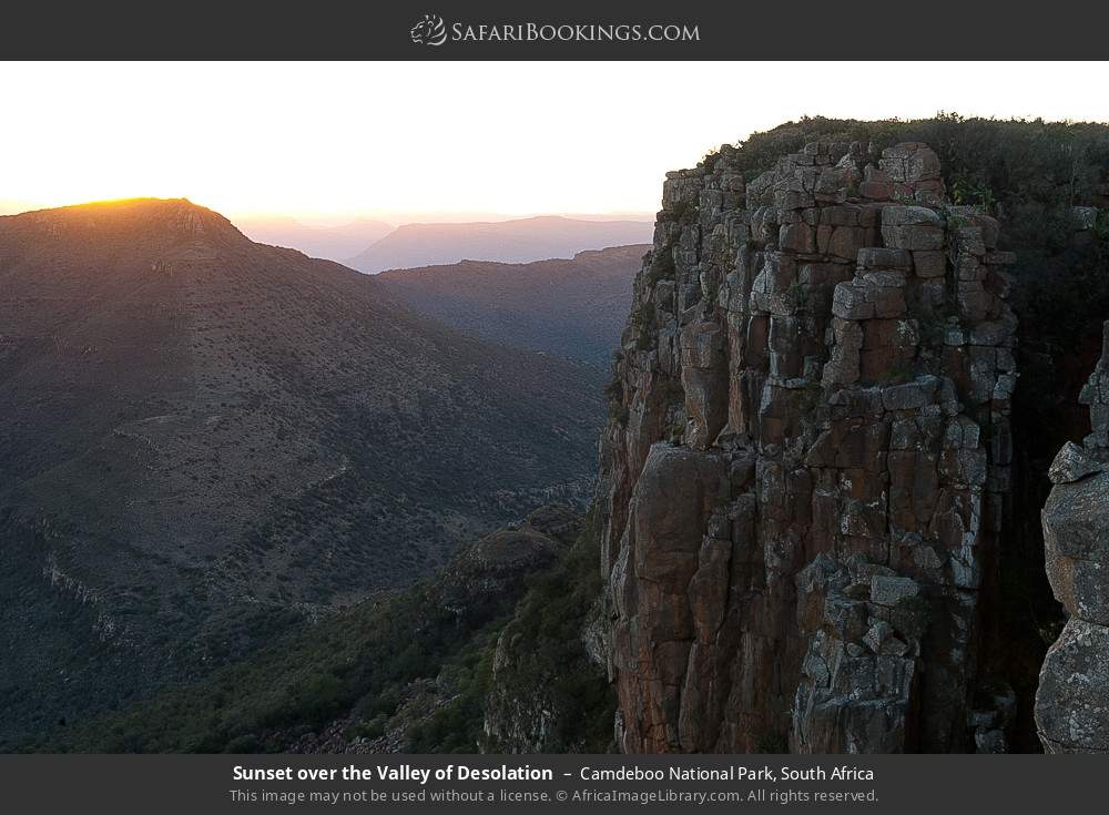 Sunset over the Valley of Desolation in Camdeboo National Park, South Africa