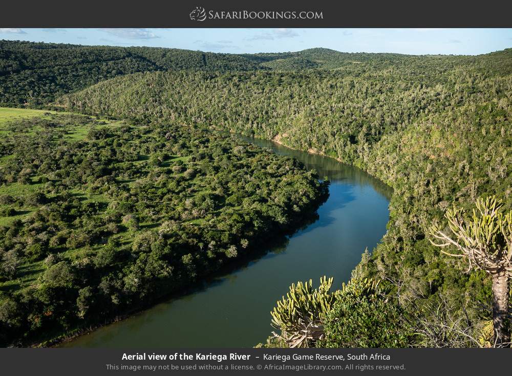 Aerial view of the Kariega River in Kariega Game Reserve, South Africa