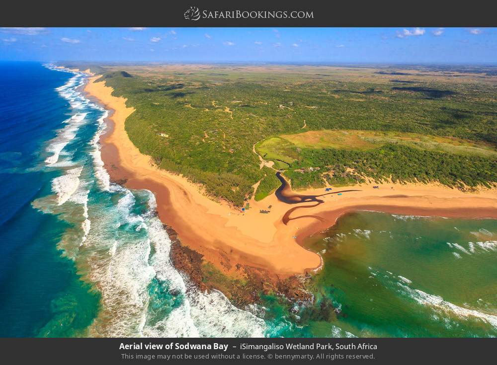 Aerial view of Sodwana Bay in iSimangaliso Wetland Park, South Africa