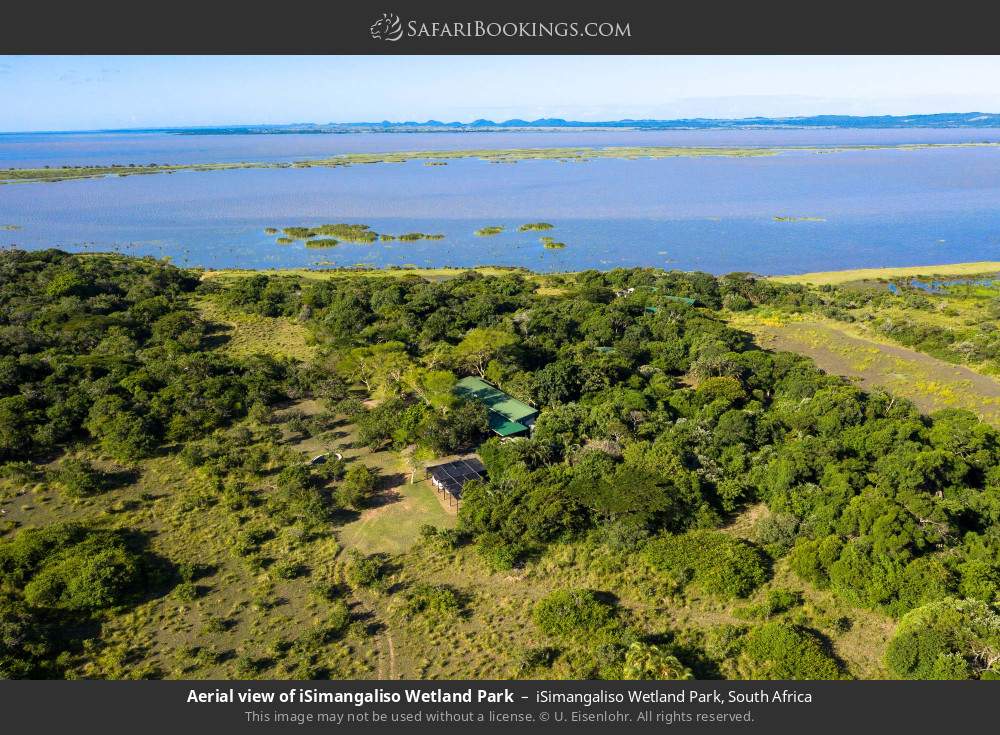 Aerial view of iSimangaliso Wetland Park in iSimangaliso Wetland Park, South Africa