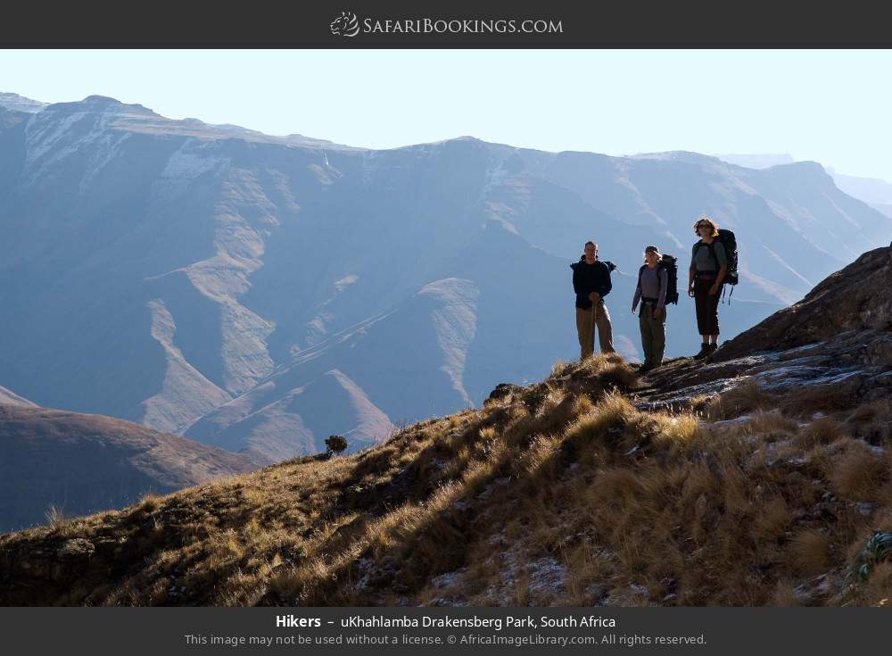 Hikers in uKhahlamba Drakensberg Park, South Africa