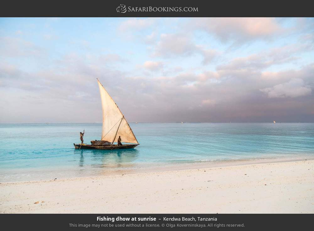 Fishing dhow at sunrise in Kendwa Beach, Tanzania