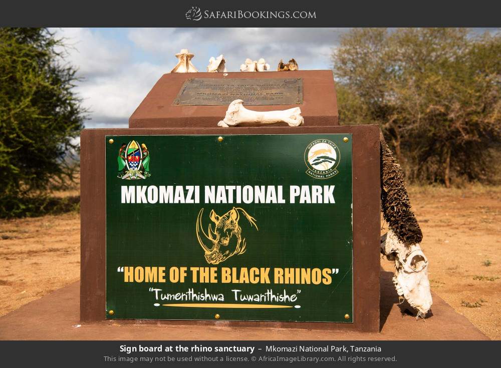 Sign board at the rhino sanctuary in Mkomazi National Park, Tanzania