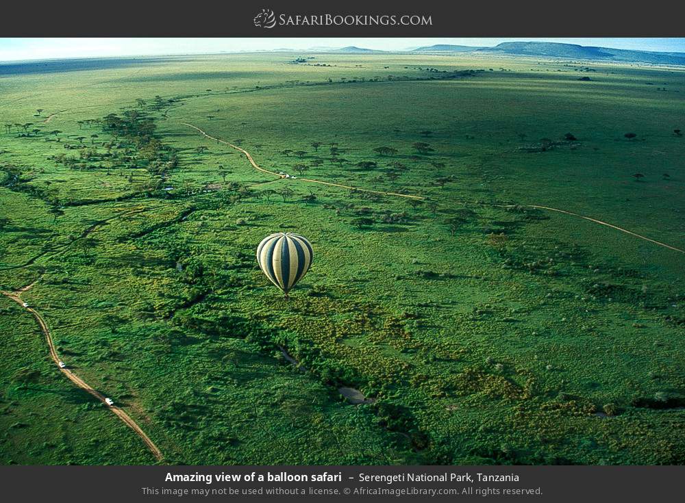 Amazing view of a balloon safari in Serengeti National Park, Tanzania