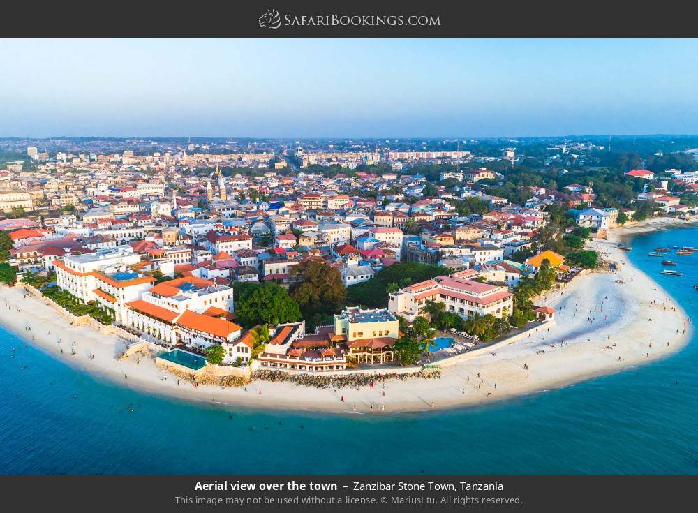 Aerial view over the town in Zanzibar Stone Town, Tanzania