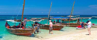 Visitor boats on the beach