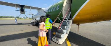 Passengers boarding a plane