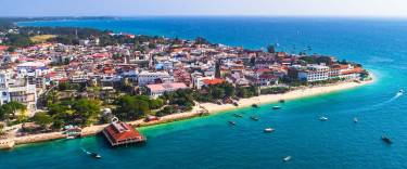 Aerial view over the town