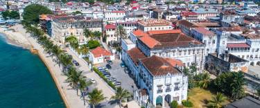 Aerial view over the town